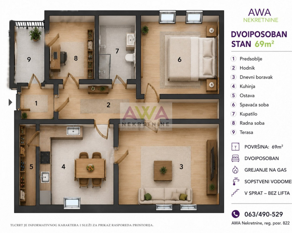 Kula – Renoviran, namešten dvoiposoban stan 69m²